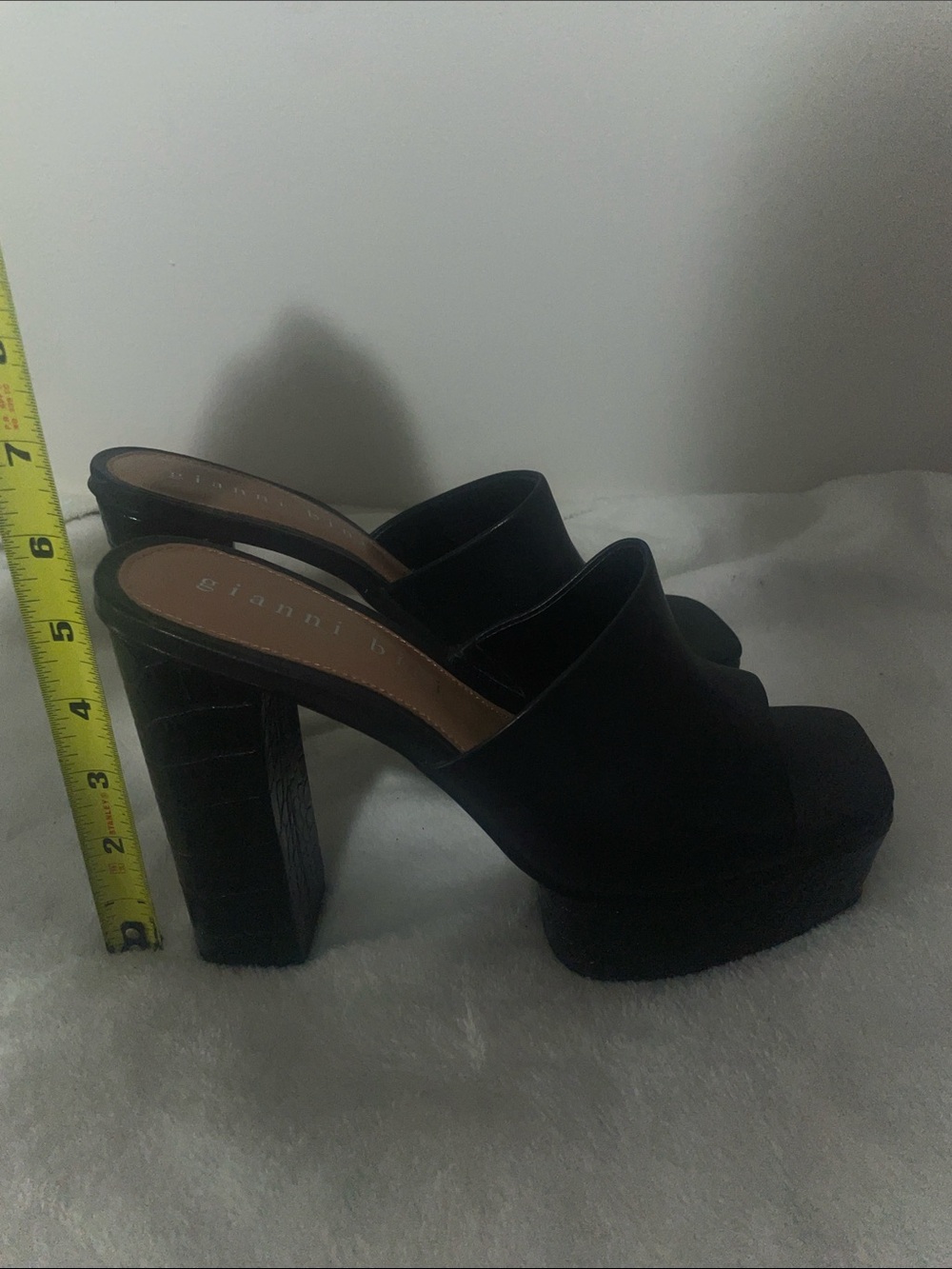Gianni Bini Black Platform Block Heel Mules